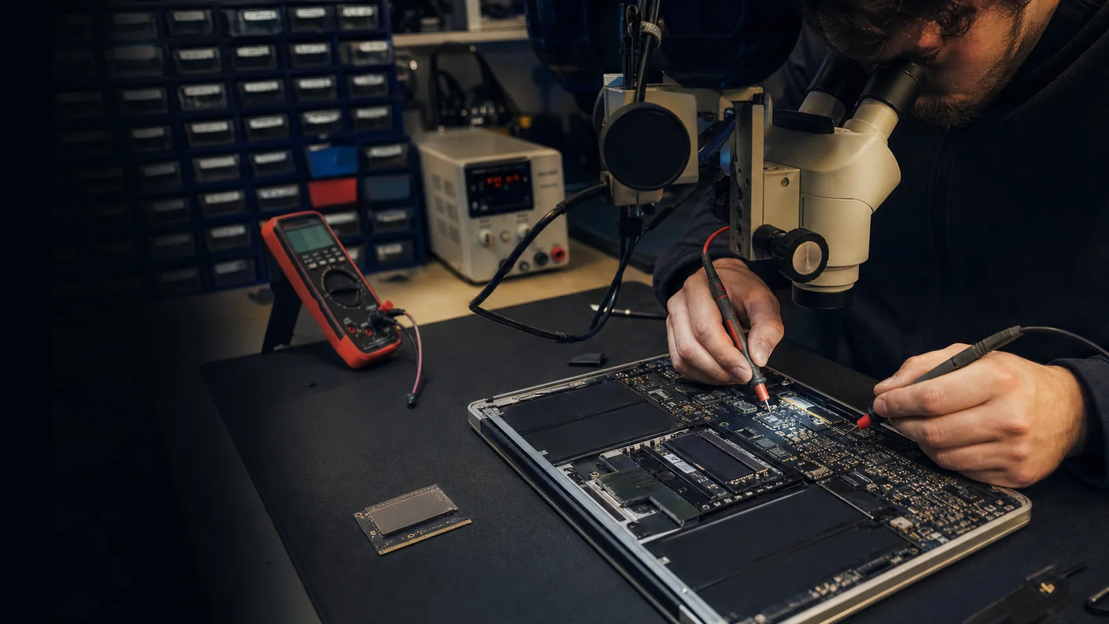 Diagnostic électronique d’un ordinateur à l’atelier de Reims