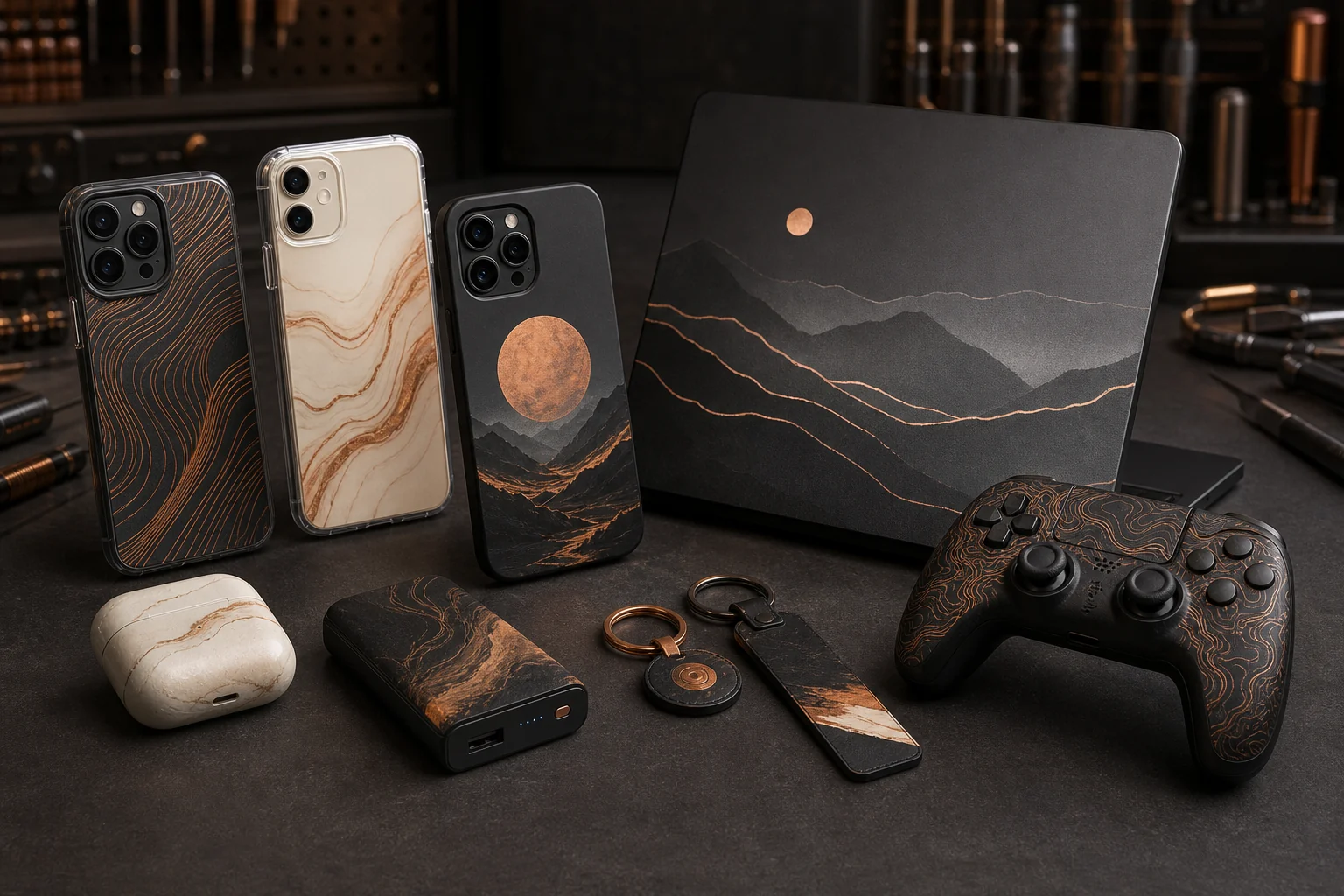 Accessoires personnalisés sur plusieurs surfaces
