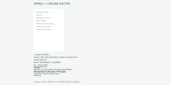 Exemple de sortie de l’outil PDF scanné recherchable