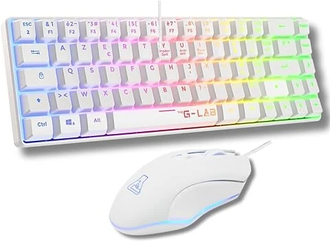 The G-Lab Combo Hydrogen - Pack Clavier Souris Gamer 60% RGB Blanc