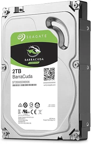 Seagate BarraCuda, 2 To, Disque dur interne HDD – 3,5" SATA 6 Gbit/s 7 200 tr/min, 64 Mo de mémoire cache, pour PC de bureau et portable (ST2000DM006)