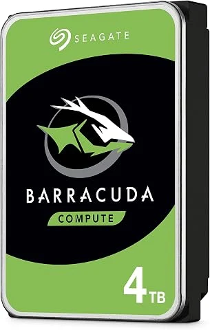 Seagate BarraCuda, 4 To, Disque dur interne HDD – 3,5" SATA 6 Gbit/s 5 400 tr/min, 256 Mo de mémoire cache, pour PC de bureau et portable (ST4000DM004)