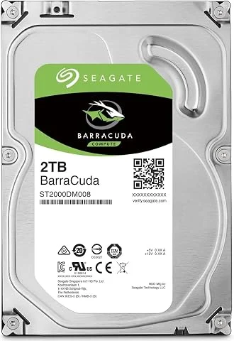 Seagate BarraCuda 2 To, Disque dur interne HDD – 3,5 pouces SATA 6 Gbit/s 7 200 tr/min, 256 Mo de mémoire cache – Ouverture facile (ST2000DM008)