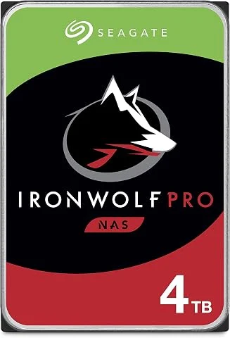 Seagate IronWolf Pro 4 To, Disque dur interne NAS HDD, CMR 3,5" SATA 6 Gbit/s 7 200 tr/min, 128 Mo de mémoire cache, pour NAS RAID, services Rescue valables 3 ans (ST4000NE001)