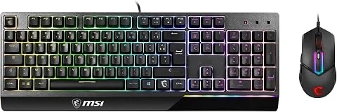 MSI Vigor GK30 Combo FR Pack Clavier + Souris Gaming - AZERTY, Disposition FR, Pleine Taille, Souris Clutch GM11, Filaire, RGB Mystic Light