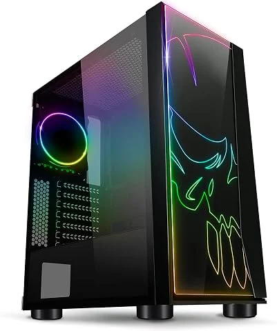 SPIRIT OF GAMER - Boitier PC Gamer RGB Ghost One - Façade et Paroi en Verre Trempé - 60 Modes de Rétroéclairage - 2 Ventilateur Adressable 120mm Inclus - Compatible Aura/MSI Mystic