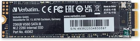 Verbatim SSD Interne Vi560 S3 256Go, Disque SSD Interne 2,5" SATA III M.2 2280 avec Technologie 3D NAND, Jusqu’à 550 Mo/s en Lecture, idéal pour Tous Les Ordinateurs (PC et Portabl