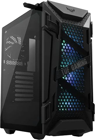 ASUS TUF Gaming GT301 Boîtier PC Gaming ATX, Panneau Avant alvéolé en Verre trempé, 3 Ventilateurs 120 mm avec RGB adressable et Aura Sync, Un Ventilateur arrière 120 mm