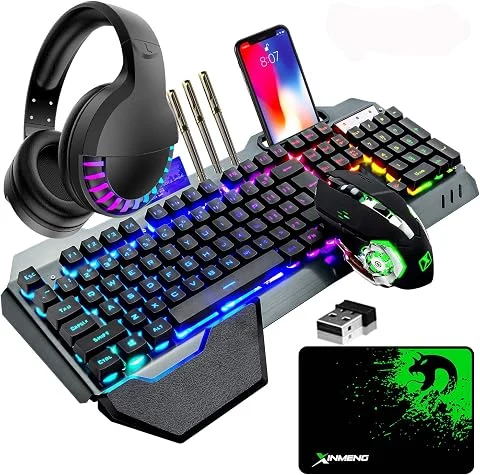 Ensemble Combiné Clavier Et Souris De Jeu sans Fil De Souris 4 en 1-Noir