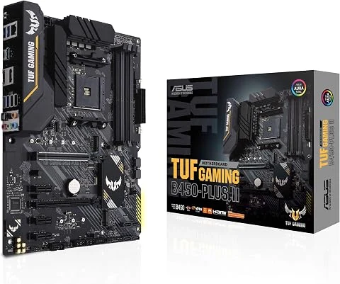 ASUS TUF Gaming B450PLUS II AMD AM4 (3ème 2ème 1ère génération Ryzen ATX Carte mère de gaming (DDR4 4400 O.C.) HDMI 2.0b DVI USB 3.2 Gen 2 TypeA et TypeC flash BIOS 256 Mo BIOS Fla