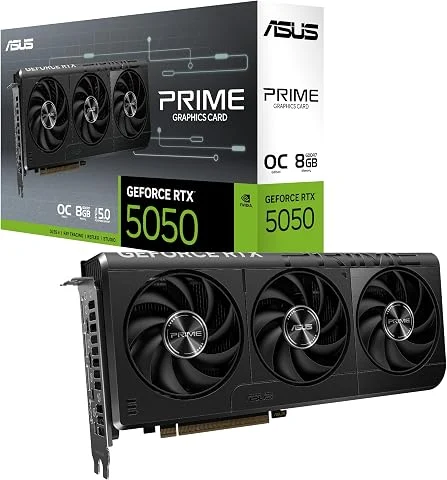 ASUS Prime NVIDIA GeForce RTX 5050 8GB GDDR6 OC Edition – Carte Graphique (PCIe 5.0, HDMI 2.1, DisplayPort 2.1, Ventilateurs axiaux, Dual BIOS)