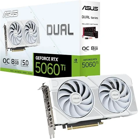 ASUS Dual GeForce RTX 5060 Ti 8GB GDDR7 Carte Graphique Blanche OC Edition