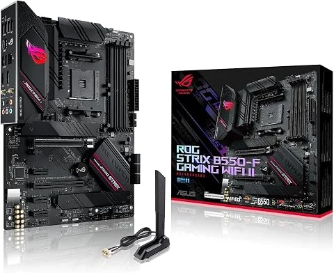 ASUS ROG Strix B550-F Gaming WI-FI II – Cartes mères Gaming AMD B550 Ryzen AM4 ATX (PCIe 4.0, 12+2 DrMOS, Intel 2.5 GB Ethernet, WiFi 6E, 2 x M.2, SATA 6 Gbps, USB 3.2 Gen 2, Aura 