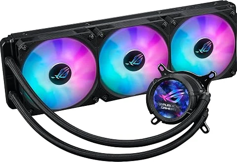 ASUS ROG Strix LC III ARGB – Watercooling CPU, Bloc d’eau rotatif à 360°, Pompe Asetek Gen7 v2, Ventilateurs premium ROG ARGB, Plus de 10 effets d’éclairage Aura personnalisables, 