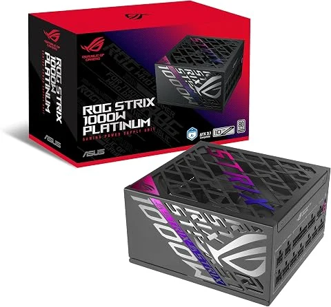 ASUS ROG Strix 1000W Platinum, Alimentation entièrement modulaire, 80 Plus Platinum Certified, ATX 3.1, PCIe 5.1, Cybenetics Lambda A+, GaN MOSFET, GPU-First, IVS, Garantie 10 Ans