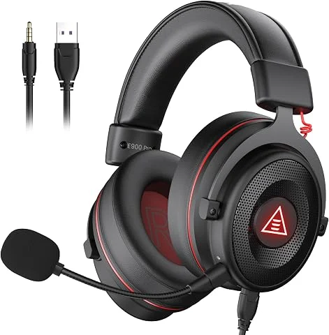 EKSA Casque Gaming, Son Surround 7.1 Casque Gamer Filaire avec ENC Antibruit Micro avec USB/Audio Jack 3,5mm, avec Lumière LED pour PC/Switch/PS4/PS5/Xbox