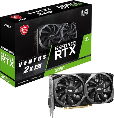 MSI NVIDIA GeForce RTX 3050 Ventus 2X XS 8G OC Carte Graphique - 8 Go GDDR6, 1807 MHz, PCI Express Gen 4, 128 Bits, DP v 1.4a, DL DVI-D, HDMI 2.1 (Prend en Charge 4K à 120 Hz)
