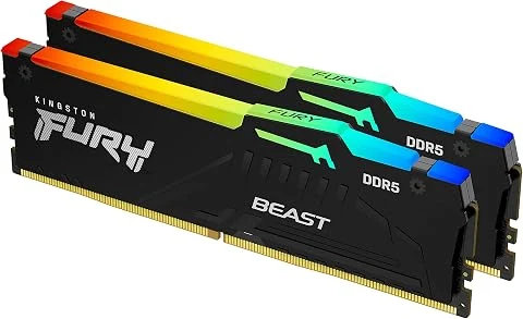 Kingston FURY Beast Noir RGB 32Go (2x16Go) 5600MT/s DDR5 CL40 DIMM Mémoire pour PC de Gamer Kit de 2 Intel XMP - KF556C40BBAK2-32