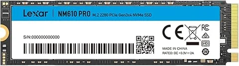 Lexar NM610PRO 1To SSD, M.2 2280 PCIe Gen3x4 NVMe 1.4 SSD 1To Interne, Jusqu'à 3300 Mo/s en Lecture, 2600 Mo/s en écriture, 3D NAND Flash Disques pour Notebook, Desktop, PC