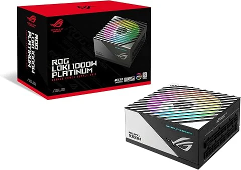 ASUS ROG Loki SFX-L 1000W Platinum – Alimentation entièrement modulable, Platine 80+, Ventilateur PWM ARGB de 120mm, ATX 3.1, PCIe 5.1 Ready, Aura Sync RGB