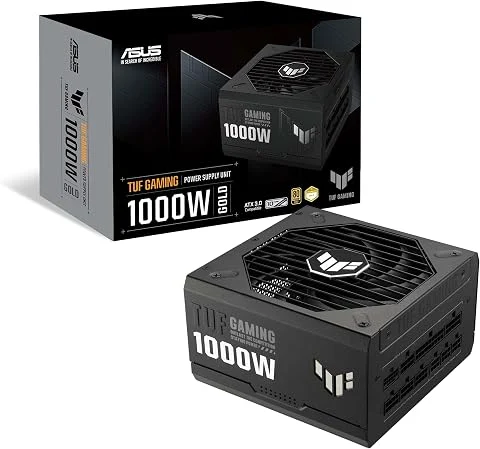 ASUS TUF Gaming 1000W Gold, Alimentation entièrement modulaire, 80+ Gold, ATX 3.1, PCIE 5.1, Ventilateurs axiaux à Double roulement à Billes, Revêtement Protecteur PCB