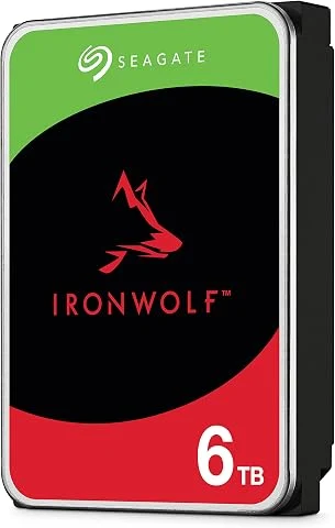 Seagate IronWolf 6 To, Disque dur interne NAS HDD, CMR 3,5" SATA 6 Gbit/s 7200 tr/min, 256 Mo de mémoire cache, pour NAS RAID, services Rescue valables 3 ans (ST6000VN006)