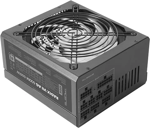 Tacens Radix VII AG 600, Alimentation Modulaire PC ATX 600W, Garantie 10 Ans, 80Plus Silver, Technologie AI-RPM Silencieuse, Efficacité +87%, Noir