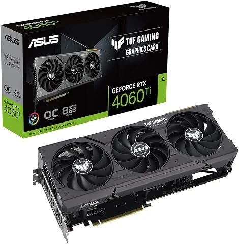 ASUS TUF GAMING NVIDIA GeForce RTX 4060 Ti – Carte graphique gaming (8GB GDDR6X, PCIe 4.0, DLSS 3, HDMI 2.1a, Display Port 1.4a, ventilateurs axiaux)
