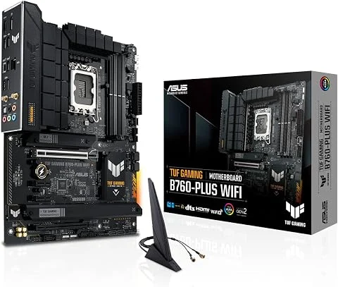 ASUS TUF GAMING B760-PLUS WIFI – Carte mère gaming Intel B760 LGA 1700 ATX (DDR5, PCIe 5.0, 3 x PCIe 4.0 M.2, DisplayPort, HDMI, SATA 6 Gbps, USB 3.2 Gen 2x2, Thunderbolt USB4, Aur