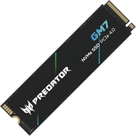 Acer Predator GM7 1 to M.2 NVMe SSD PCIe 4.0 – Vitesse de Lecture Jusqu’à 7 400 Mo/s – SSD Interne Professionnel – Stockage Gaming Compatible PC, Ordinateur Portable et PS5