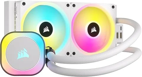 CORSAIR iCUE Link H100i RGB Liquid CPU Cooler - 240mm AIO - Ventilateurs QX120 RGB - Convient à Intel® LGA 1700, AMD® AM5 - Hub Système iCUE Link Inclus - Blanc