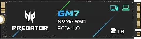 Acer Predator GM7 2 to M.2 NVMe SSD PCIe 4.0 – Vitesse de Lecture Jusqu’à 7 400 Mo/s – Disque Interne Professionnel – Stockage Gaming Compatible PC, Ordinateur Portable et PS5.