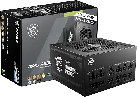 MSI MAG Bloc d'alimentation 850 W 80 Plus Gold - ATX 3.0 PCIe 5.0 Ready - 12VHPWR [MAG A850GL PCIE5]