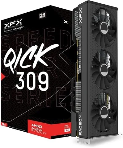 XFX Carte Graphique de Jeu Speedster QICK309 Radeon RX 7600 XT Noire (RX-76TQICKBP)