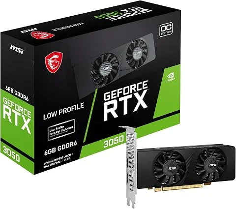 MSI NVIDIA GeForce RTX 3050 LP 6G OC Carte Graphique - 6 Go GDDR6, 1492 MHz, PCI Express Gen 4, 96 Bits, DP v 1.4a, 2X HDMI 2.1 (Prend en Charge 4K à 120 Hz)