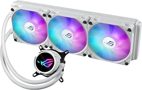 ASUS ROG Strix LC III 360 ARGB White Edition – Refroidisseur de processeur Liquide Tout-en-Un (Bloc d'eau Rotatif à 360°, Pompe Gen7 v2 Asetek, Ventilateurs ARGB avec +10 Effets pe