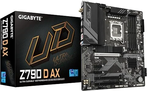 GIGABYTE Z790 D AX Carte Mère - Prend en Charge Les processeurs Intel Core de 14e génération, VRM numérique 12+1+1 Phases, jusqu'à 7600MHz DDR5 (OC), 3xPCIe 4.0 M.2, Wi-FI 6E, LAN 