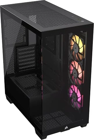CORSAIR iCUE LINK 3500X RGB Boîtier PC ATX Mid-Tower à Double Chambre – Verre Trempé Panoramique, Connexion Inversée Compatible avec La Carte Mère, 3X Ventilateurs iCUE Link RX120 