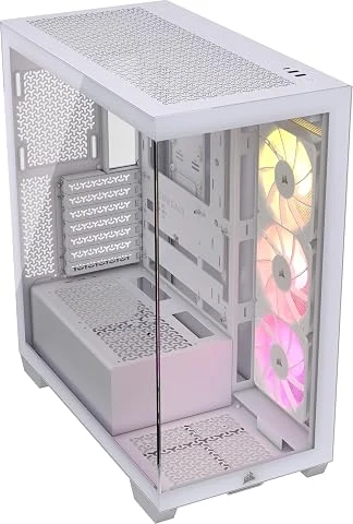 CORSAIR 3500X ARGB Boîtier PC ATX Mid-Tower à Double Chambre – Verre Trempé Panoramique - Connexion Inversée Compatible avec La Carte Mère –3X Ventilateurs CORSAIR RS120 ARGB Inclu