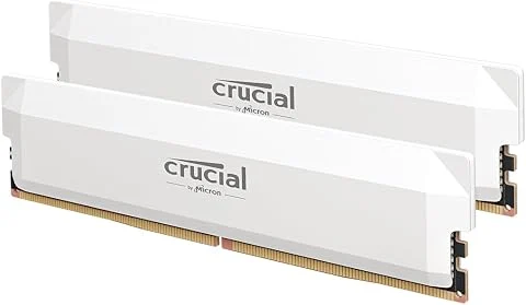 Crucial Pro RAM DDR5 32Go Kit (2x16Go) 6000MHz CL36, Overclocking Gaming, Intel XMP 3.0 / AMD Expo, PC Mémoire, Blanc - CP2K16G60C36U5W