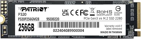 Patriot P320 256GB SSD Interne - NVMe PCIe Gen 3x4 - M.2 2280 - Disque SSD - P320P256GM28