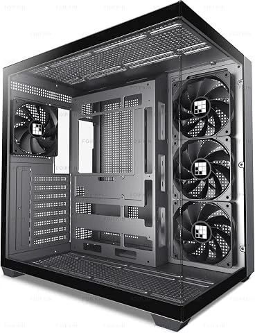 FOIFKIN F300 Boitier PC ATX avec 4 ventilateur non-RGB, Boîtier PC gamer,Boîtier d'ordinateur moyen tour verre panoramique,ATX Boîtier Noir,Support Radiateur 360 mm,Type-C,Flux d'a
