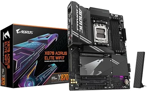 GIGABYTE X870 AORUS Elite WIFI7 Carte Mère - Prend en Charge Les processeurs AMD Ryzen 9000, 16+2+2 Phases VRM, jusqu'à 8000MHz DDR5 (OC), 3xPCIe 5.0 + 1xPCIe 4.0, Wi-FI 7, LAN 2,5