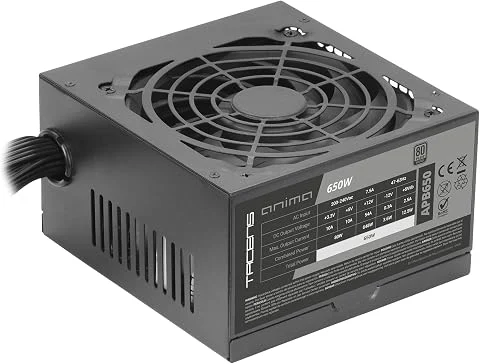 Tacens Anima APB650, Alimentation PC ATX 650W, Certifiée 80Plus Bronze, 85% d'Efficacité, Technologies SMD et DC-DC, Ventilateur Ultra-Silencieux 12cm, Câbles Plats Extra-Longs, No