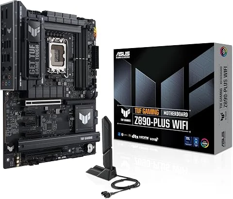 ASUS TUF Gaming Z890-PLUS WiFi – Carte mère Gaming Intel ATX (DDR5, 16+1+2+1 80A DrMOS, PCIe 5.0, USB4, USB 20Gbps Frontal, 4 x M.2, Wi-FI 7, Intel 2.5 GB, Aura Sync RGB)