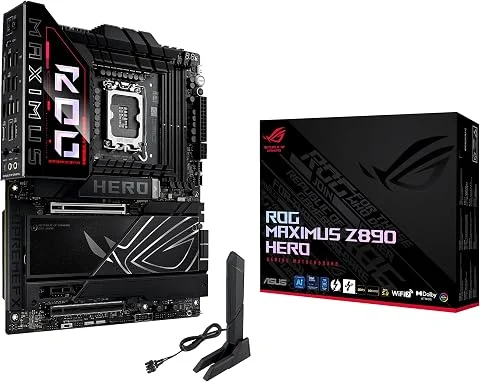 ASUS ROG Maximus Z890 Hero – Carte mère Gaming Intel ATX (DDR5, 22+1+2+2 DrMOS, PCIe 5.0, 6 x M.2, WiFi 7, AI Overclocking, PCIe Slot Q-Release Slim, Aura Sync RGB)