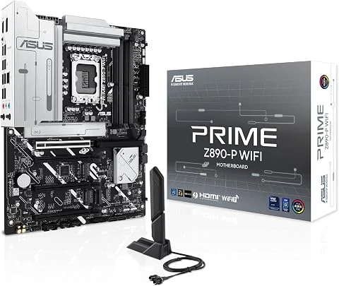 ASUS Prime Z890-P WiFi – Carte mère Gaming Intel ATX (DDR5, 14+1+2+1 80A DrMOS, PCIe 5.0, Thunderbolt 4 USB Type-C, Wi-FI 7, Q-Antenna, Aura Sync RGB)