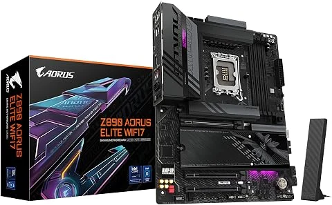 GIGABYTE Z890 AORUS Elite WIFI7 Carte Mère - Prend en Charge Les processeurs Intel Core Ultra (Série 2), 16+1+2 Phases VRM, jusqu'à 8800MHz DDR5 (OC), 1xPCIe 5.0 + 3xPCIe 4.0, Wi-F