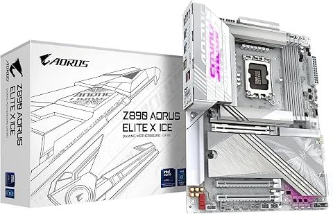 GIGABYTE Carte mère Z890 AORUS Elite X Ice - Prend en Charge Les processeurs Intel Core Ultra (série 2), 16+1+2 Phases VRM, jusqu'à 9500MHz DDR5 (OC), 1xPCIe 5.0 + 4xPCIe 4.0, Wi-F