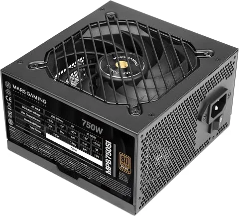 Mars Gaming MPB750SI, Alimentation PC ATX 750W, Garantie 7 Ans, 80Plus Bronze 230V, 90% d'Efficacité, Ventilateur SI Extreme Silence avec Noyau en Cuivre, Technologies AI2-RPM, DC-
